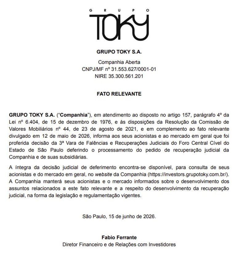 Fato relevante - Toky